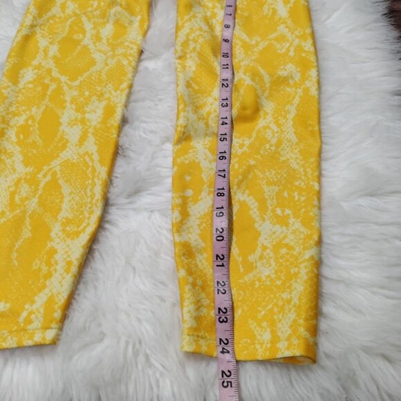 Carbon38 Yellow Snakeskin Print Leggings L - Picture 9 of 10